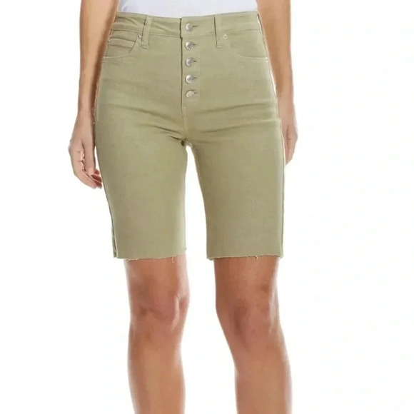 Oat New York High-Rise Denim Bermuda Shorts in Sage Green Size 31 NWT - Picture 1 of 9